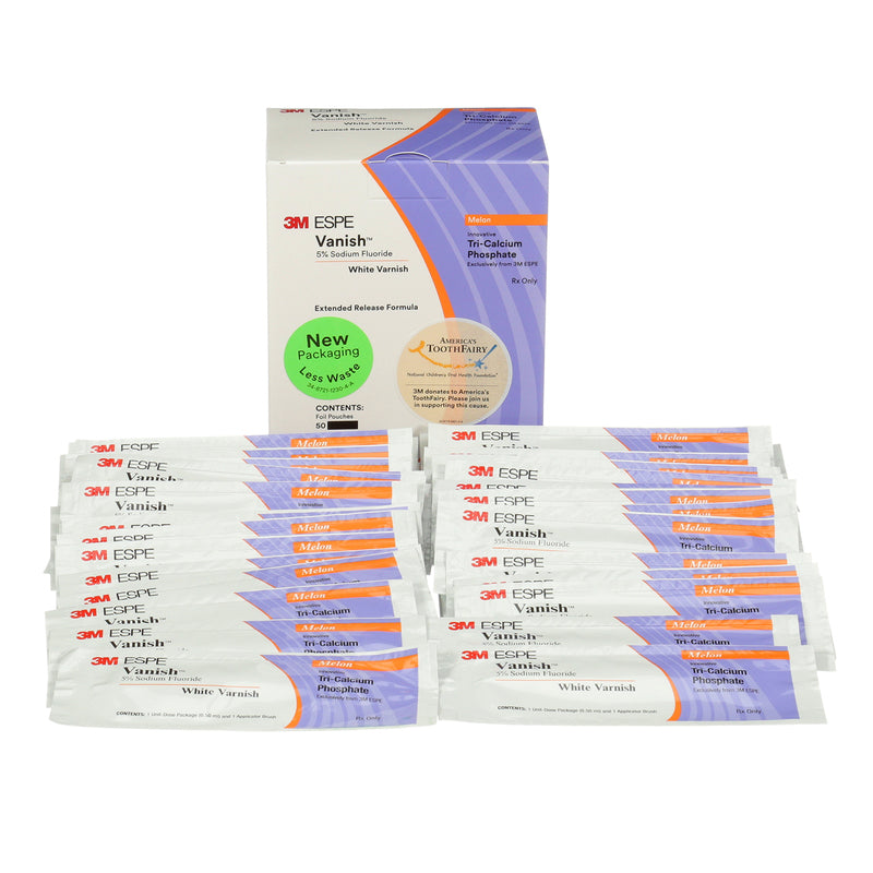 3M ESPE 12149L Vanish 5% Sodium Fluoride White Dental Varnish 50/Pk Melon 3M ESPE 12149L Vanish 5% Sodium Fluoride White Dental Varnish 50/Pk Melon